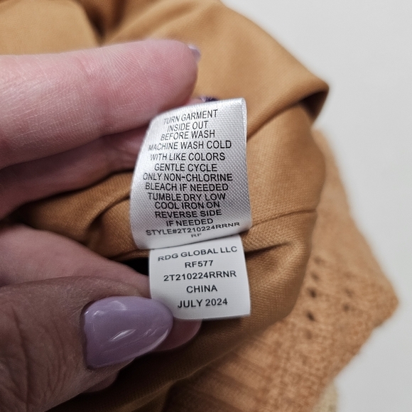 Rachel Roy Crochet Maxi Skirt Striped Tan White Boho Beach Vacation Size XS - Picture 8 of 8